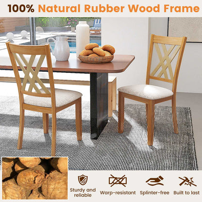 Upholstered Dining Chairs Set of 2 with Rubber Wood Frame