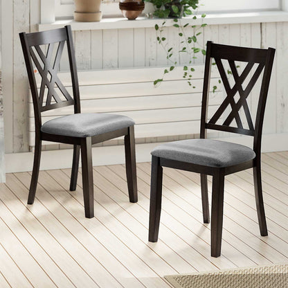 Upholstered Dining Chairs Set of 2 with Rubber Wood Frame