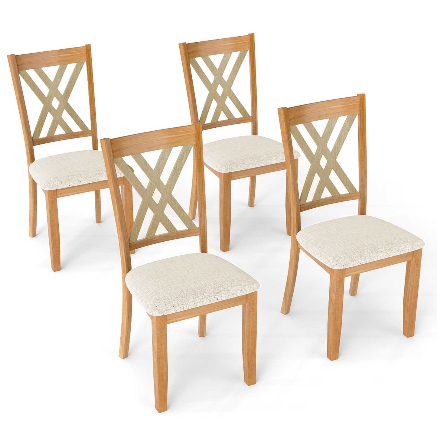 Upholstered Dining Chairs Set of 4 with Rubber Wood Frame