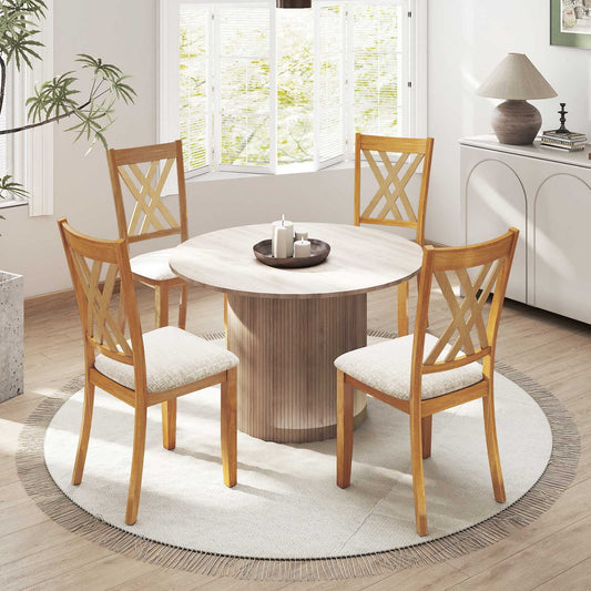 Upholstered Dining Chairs Set of 4 with Rubber Wood Frame