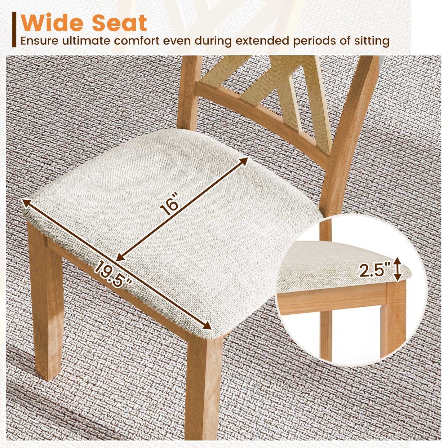 Upholstered Dining Chairs Set of 4 with Rubber Wood Frame