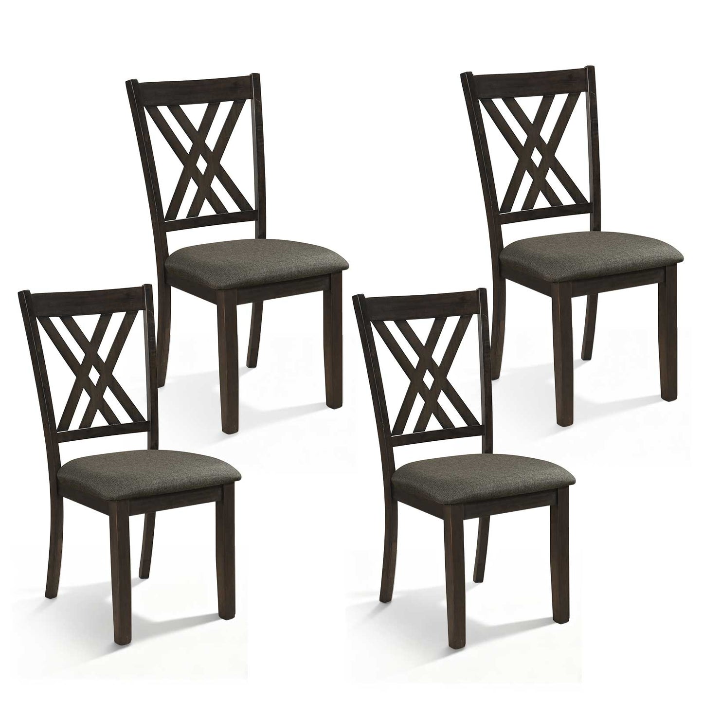 Upholstered Dining Chairs Set of 4 with Rubber Wood Frame