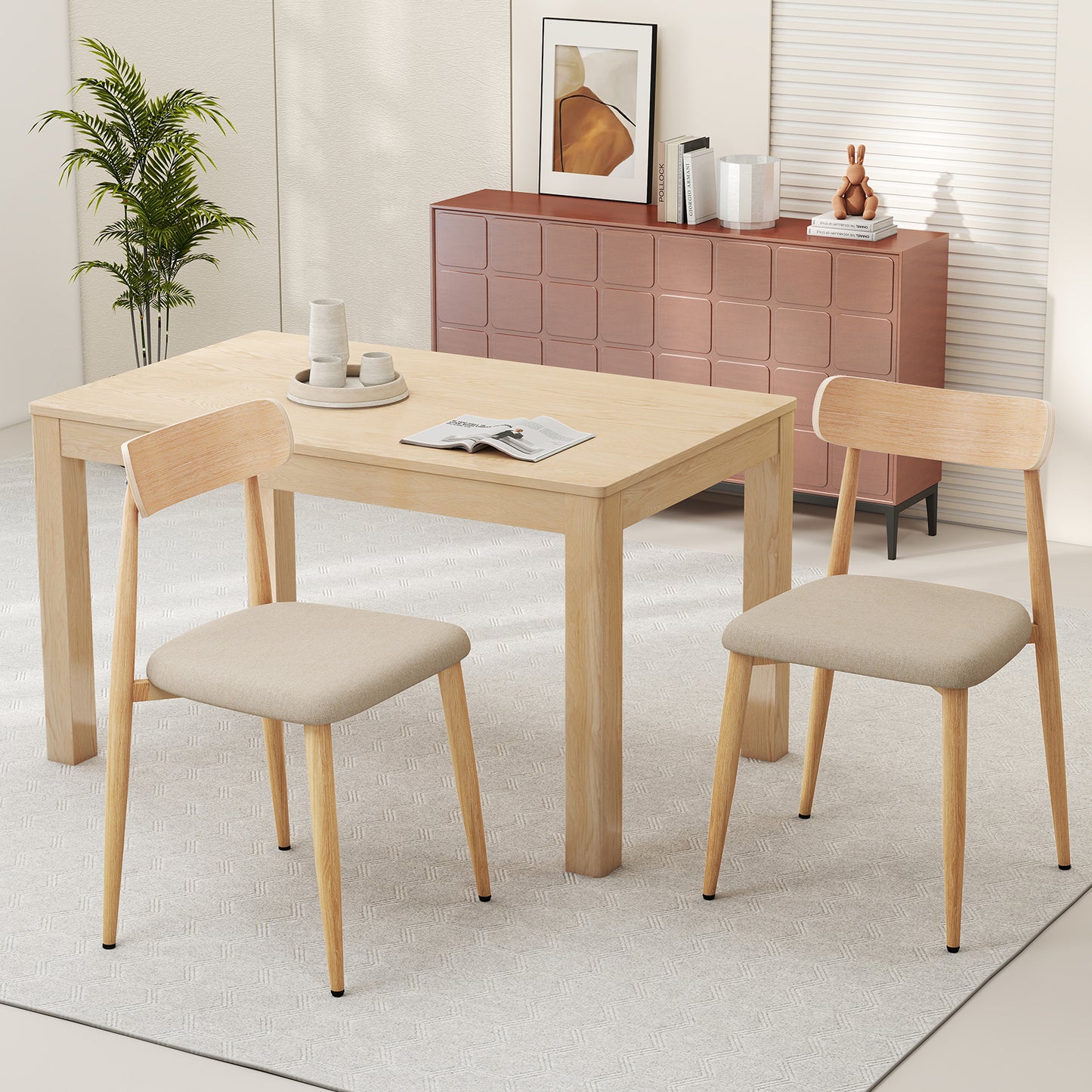 Upholstered Dining Chairs Set of 2 with Curved Back