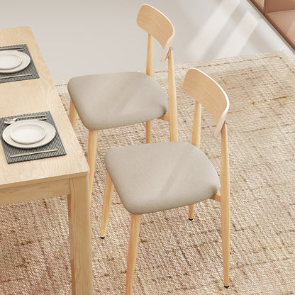 Upholstered Dining Chairs Set of 2 with Curved Back