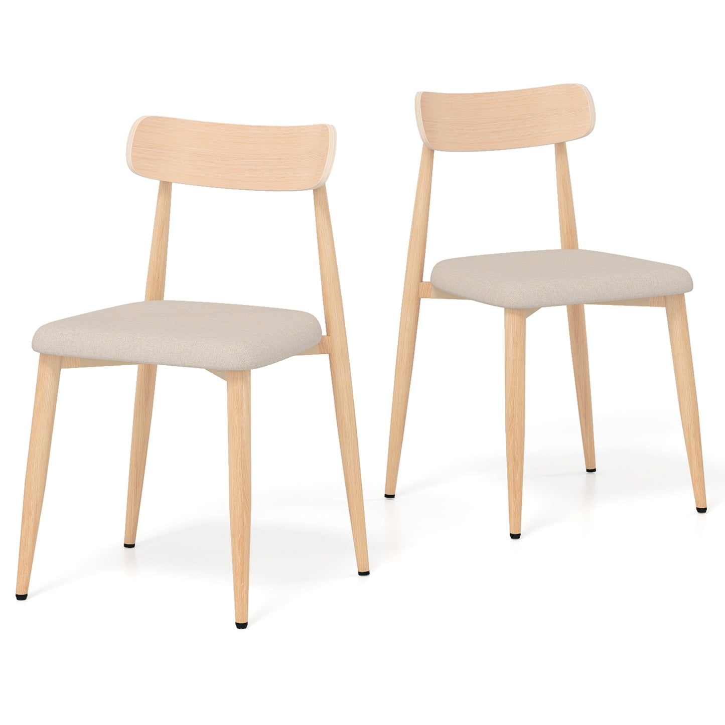 Upholstered Dining Chairs Set of 2 with Curved Back