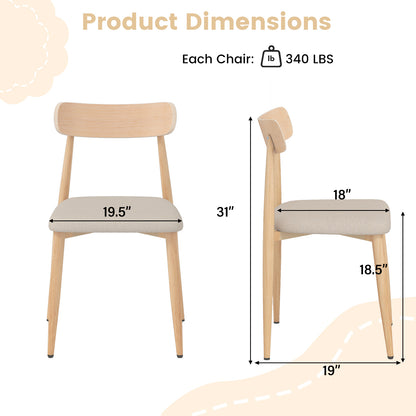 Upholstered Dining Chairs Set of 2 with Curved Back