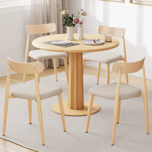 Upholstered Dining Chairs Set of 4 with Curved Back