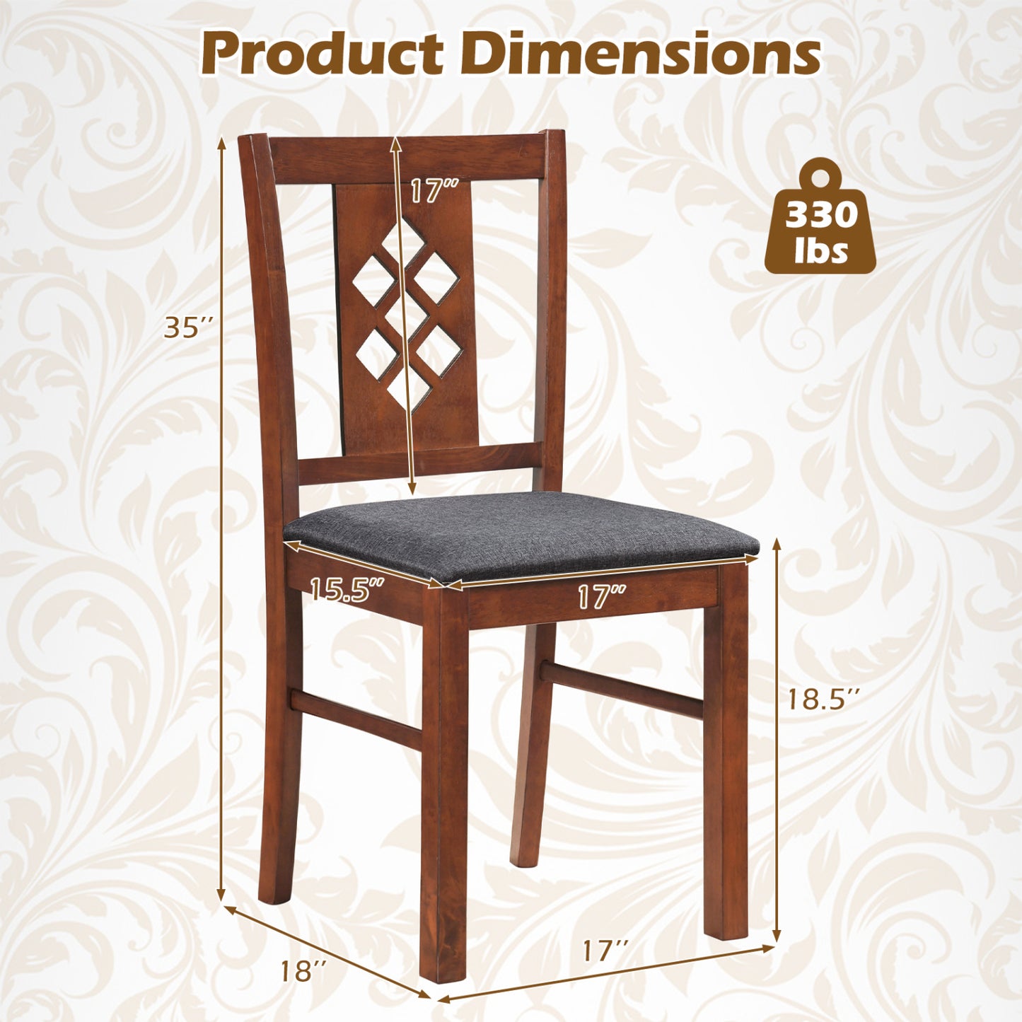 Upholstered Dining Chairs Set of 4 with Wood Frame