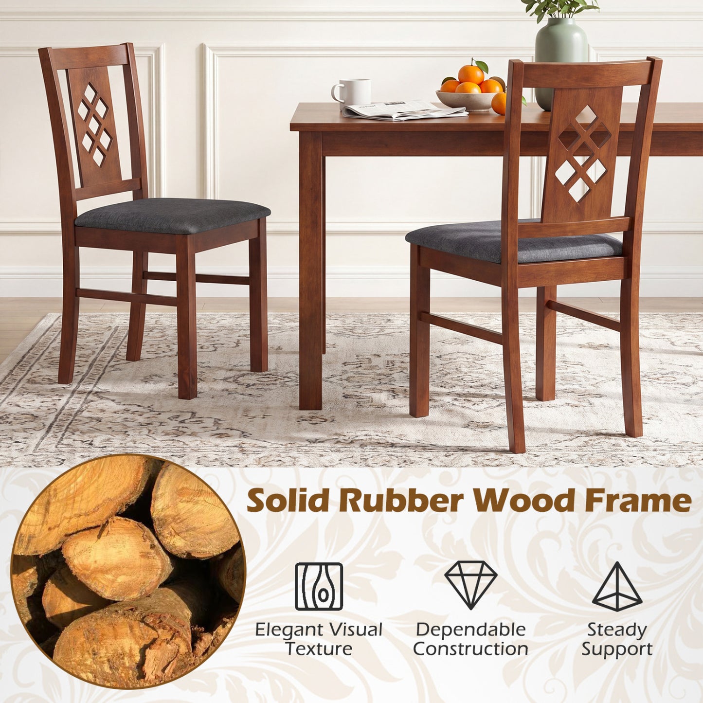 Upholstered Dining Chairs Set of 4 with Wood Frame