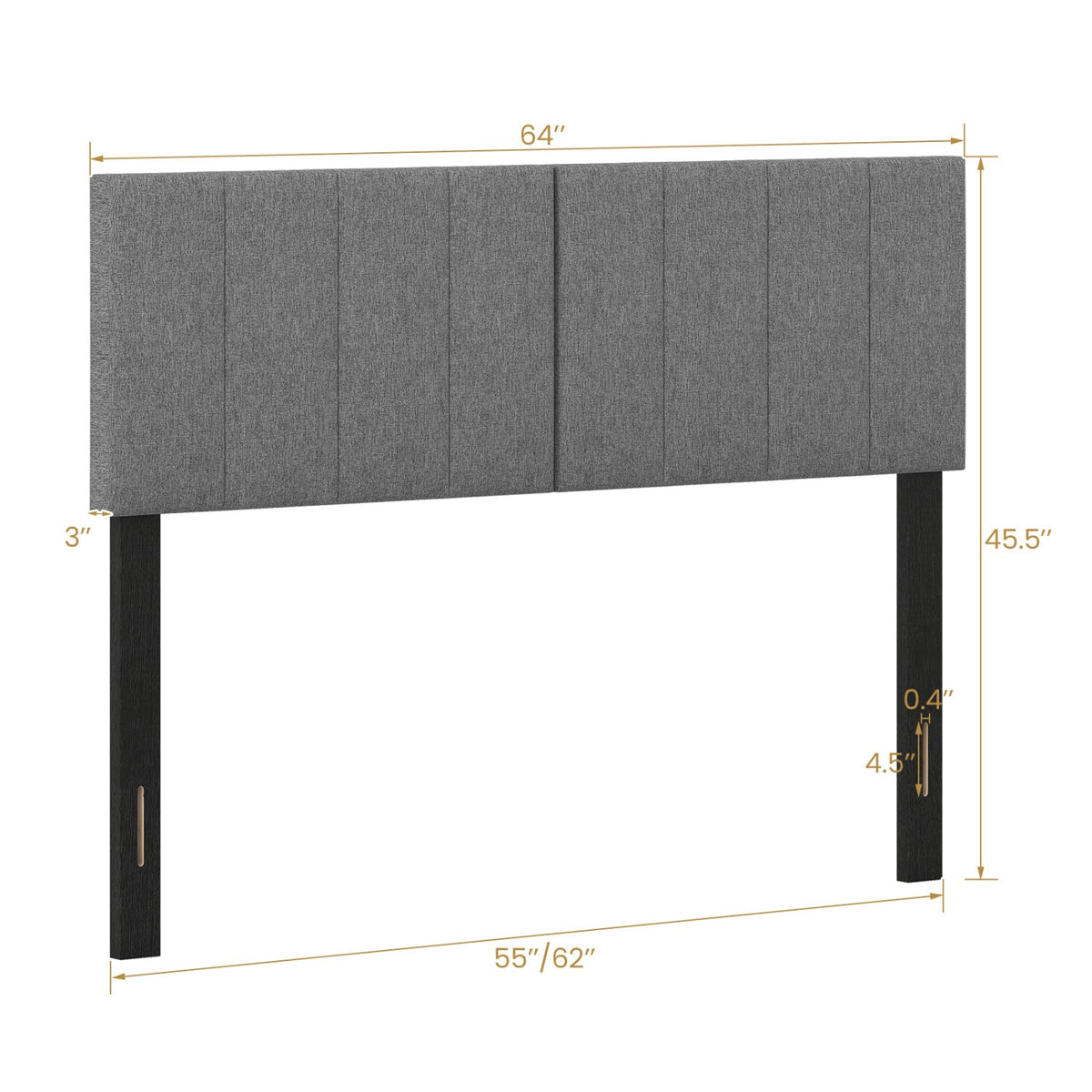Adjustable Width Upholstered Headboard with Vertical Tufting