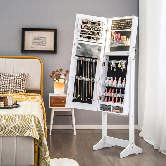 Jewelry Armoire with Lighted Full-Length Mirror and Lock