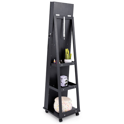 64-Inch Jewelry Armoire with Full-Length Mirror and LED Lights
