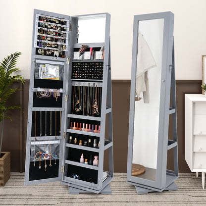 Jewelry Armoire with Full-Length Mirror and 360° Rotation