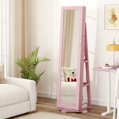 Jewelry Armoire with Full-Length Mirror and 360° Rotation