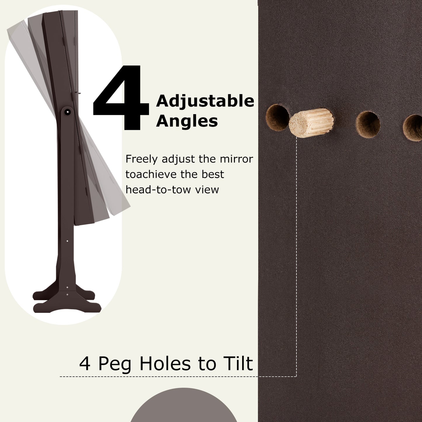 Mirrored Jewelry Armoire with LED Lights and Lock - Brown