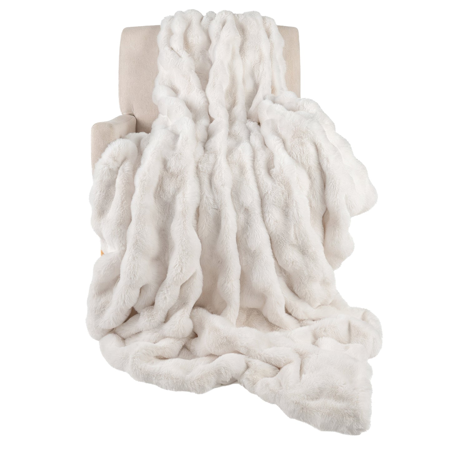 Faux Rabbit Fur Throw Blanket 60x80 Double-Sided Plush