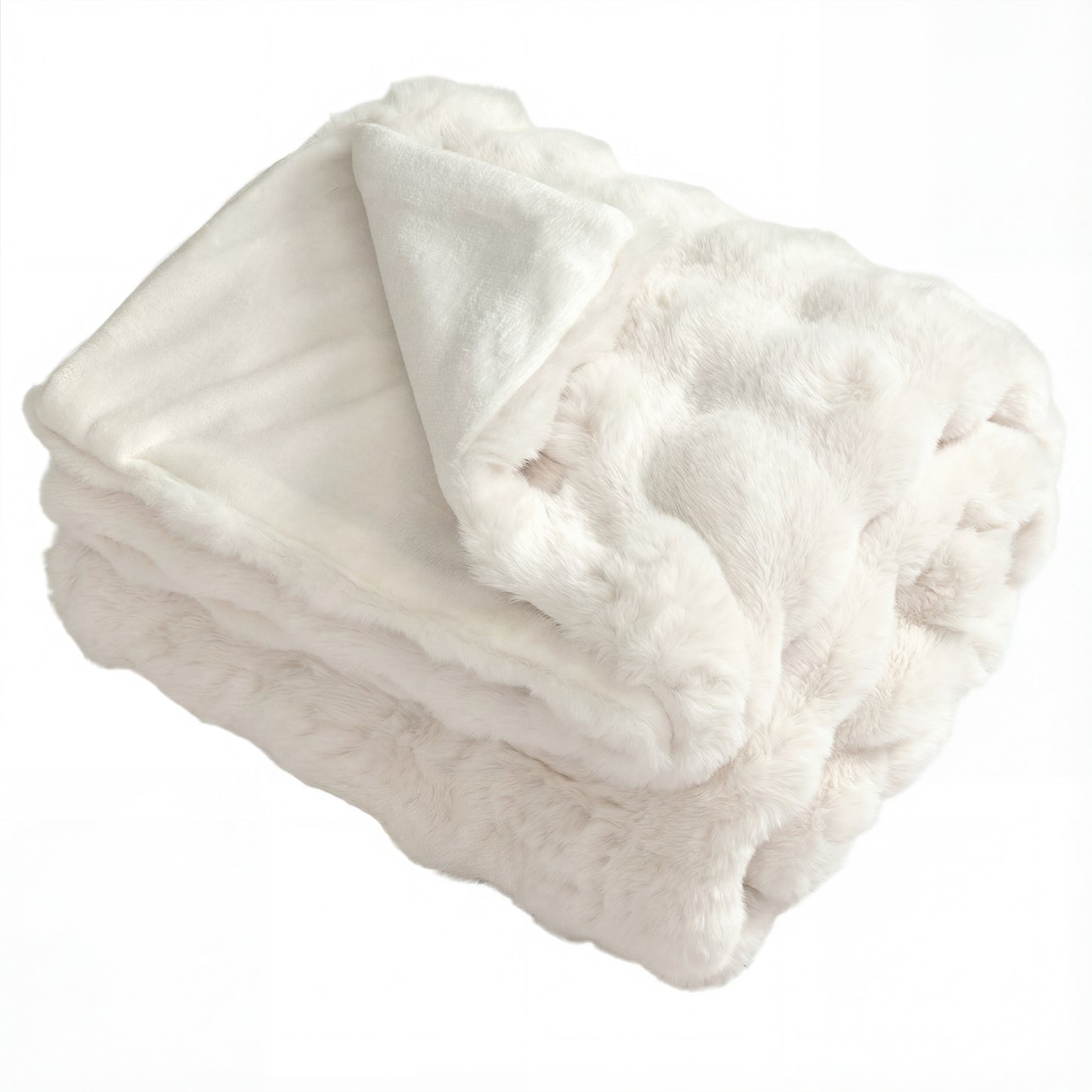 Faux Rabbit Fur Throw Blanket 60x80 Double-Sided Plush