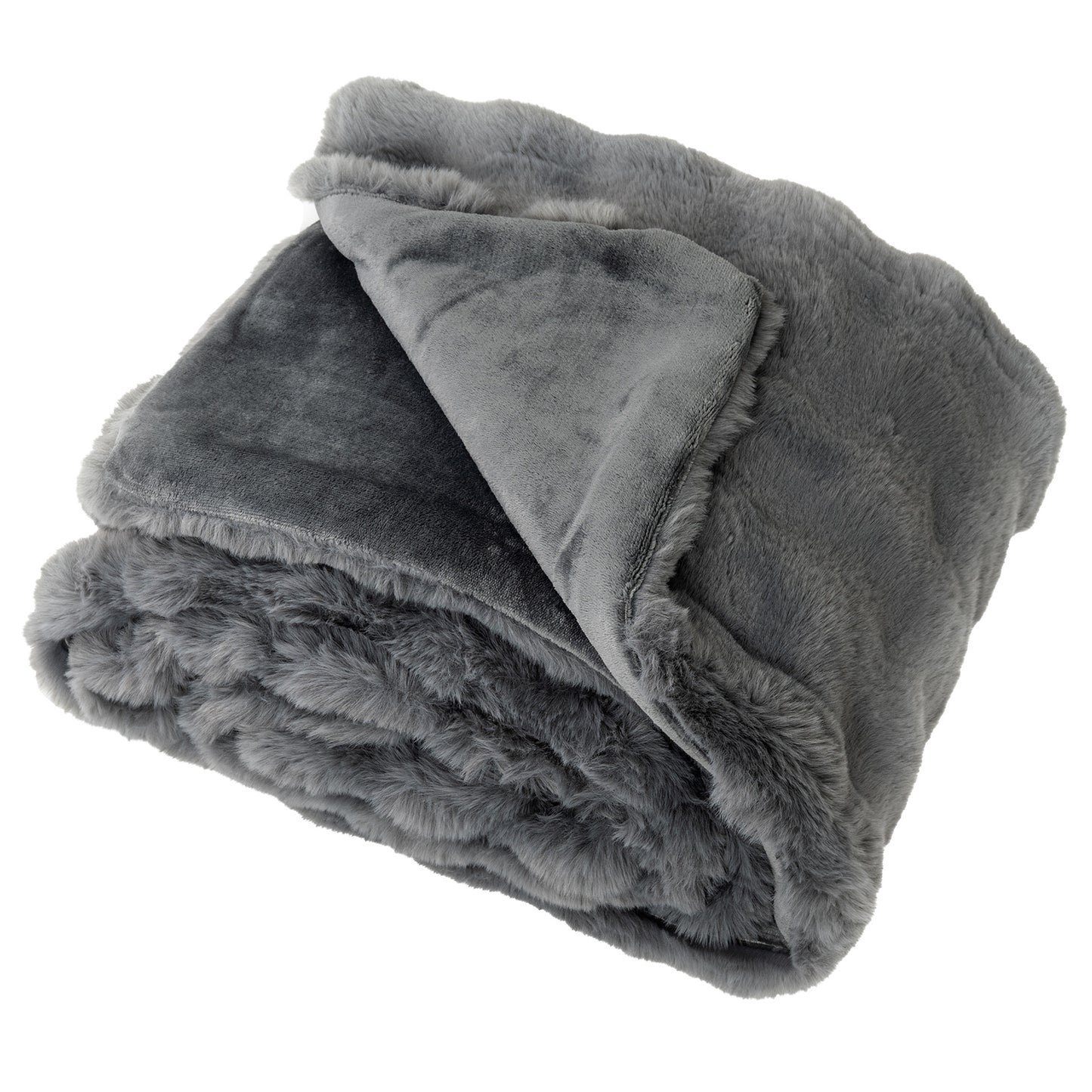 Faux Rabbit Fur Throw Blanket 60x80 Double-Sided Plush