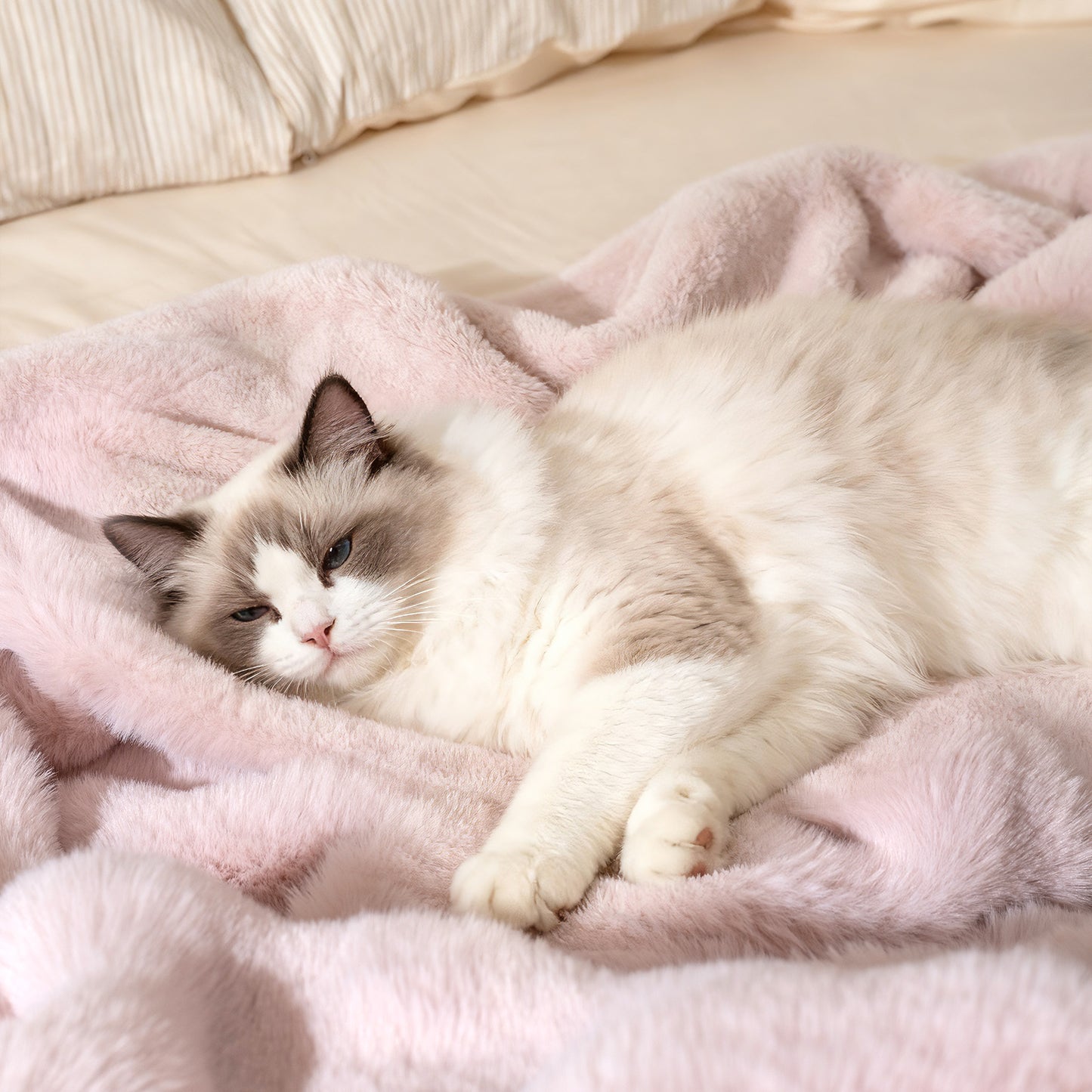Faux Rabbit Fur Throw Blanket 60x80 Double-Sided Plush