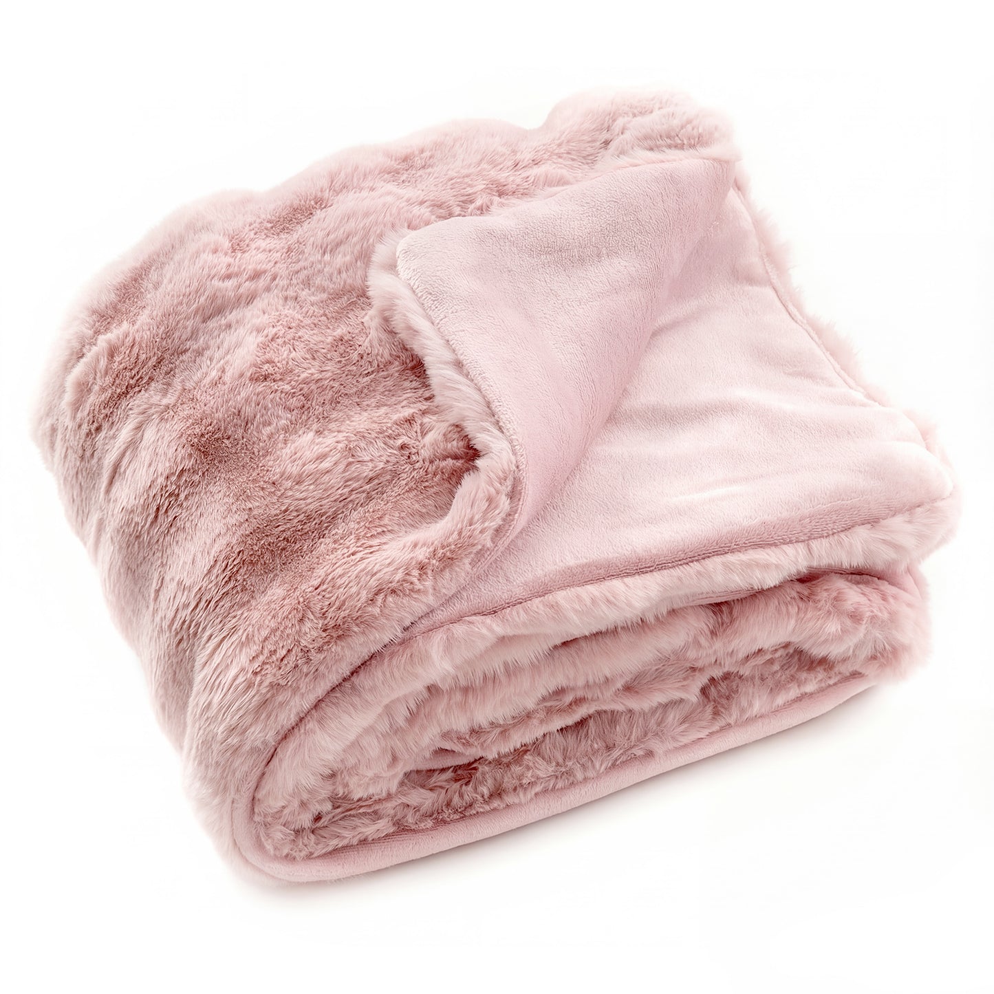 Faux Rabbit Fur Throw Blanket 60x80 Double-Sided Plush