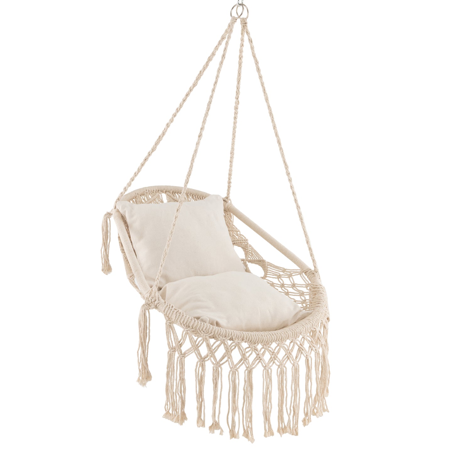 Hanging Hammock Chair with Cushions and Rope Chain