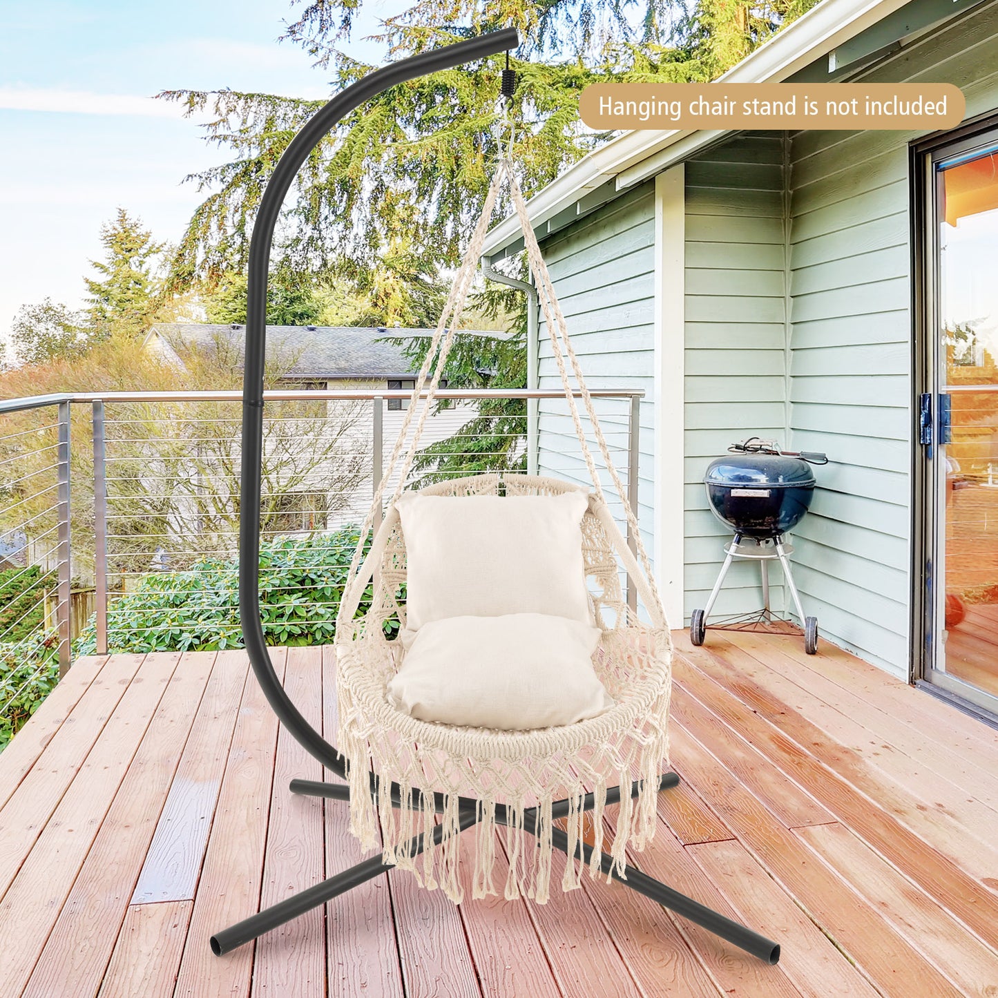 Hanging Hammock Chair with Cushions and Rope Chain