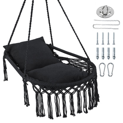 Macrame Swing Chair with Removable Cushions
