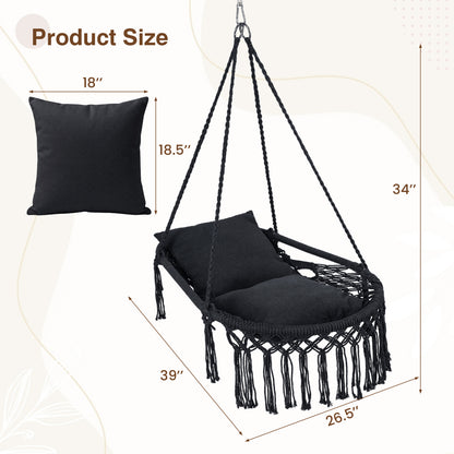 Macrame Swing Chair with Removable Cushions
