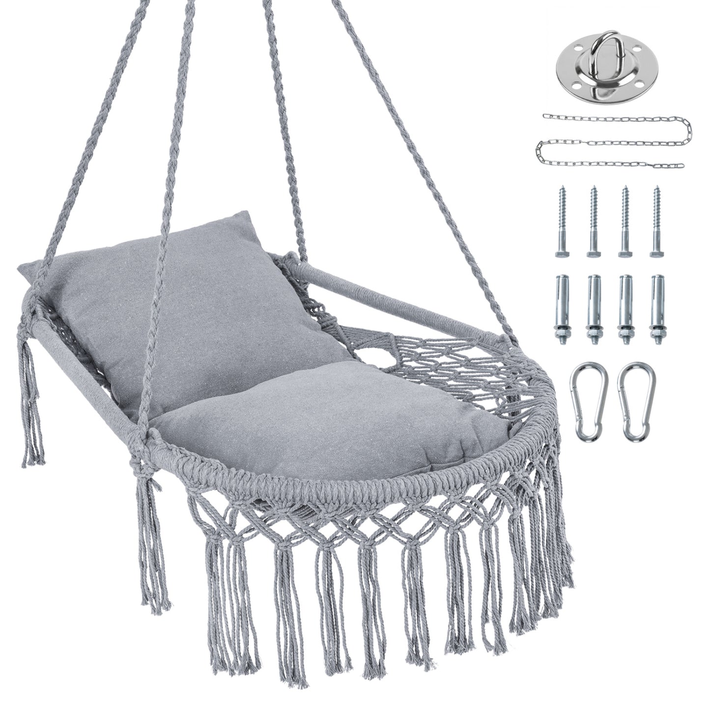 Macrame Swing Chair with Removable Cushions
