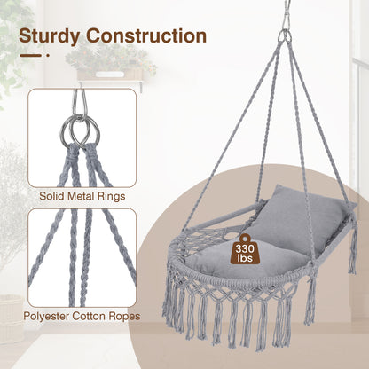 Macrame Swing Chair with Removable Cushions