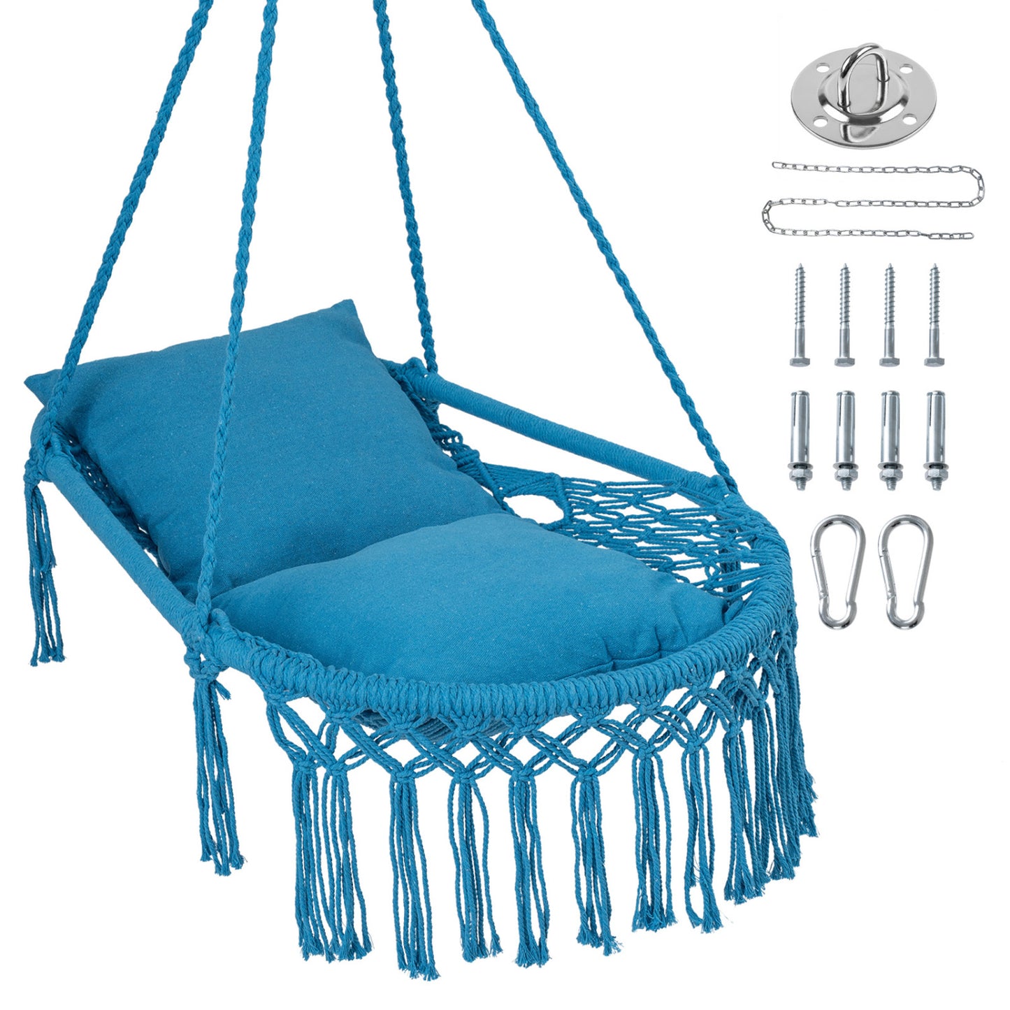 Macrame Swing Chair with Removable Cushions