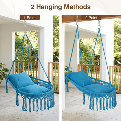 Macrame Swing Chair with Removable Cushions