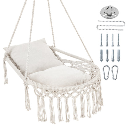 Macrame Swing Chair with Removable Cushions