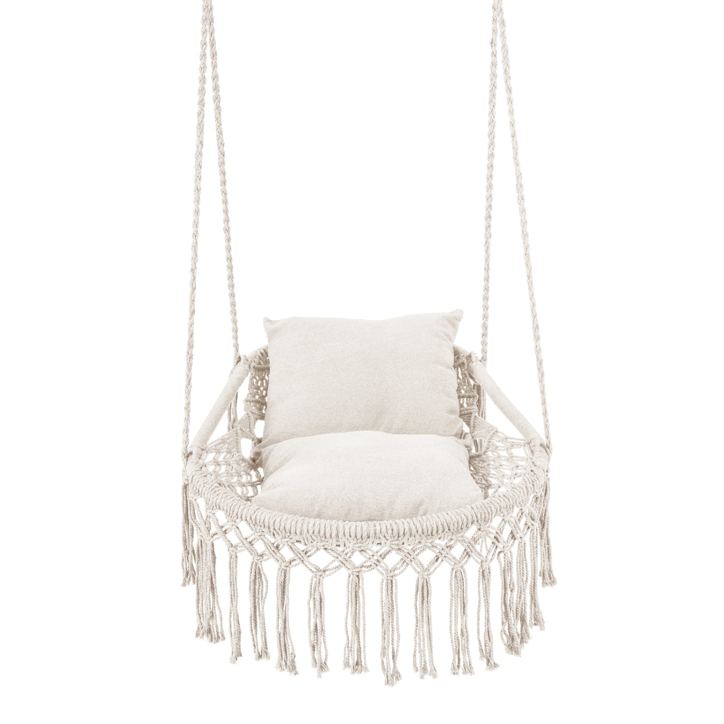 Macrame Swing Chair with Removable Cushions