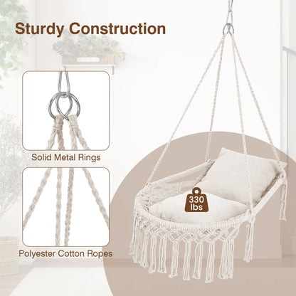 Macrame Swing Chair with Removable Cushions