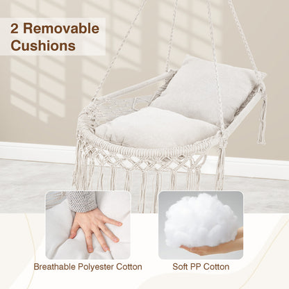 Macrame Swing Chair with Removable Cushions