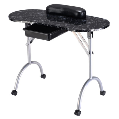 Portable Manicure Table with Drawer and Wrist Cushion