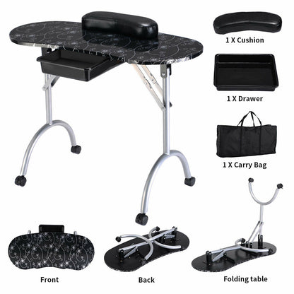 Portable Manicure Table with Drawer and Wrist Cushion