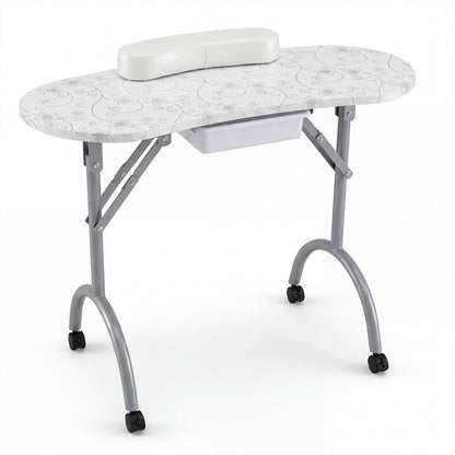 Portable Manicure Table with Drawer and Wrist Cushion