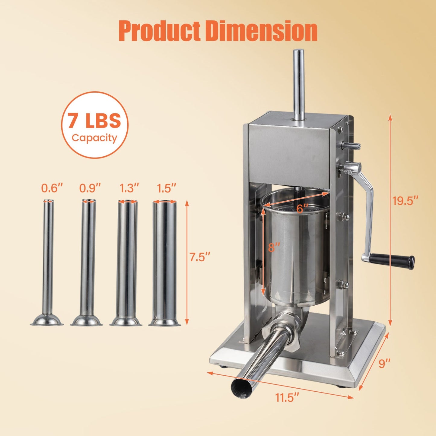 Manual Sausage Stuffer with 4 Tubes & 2 Speeds