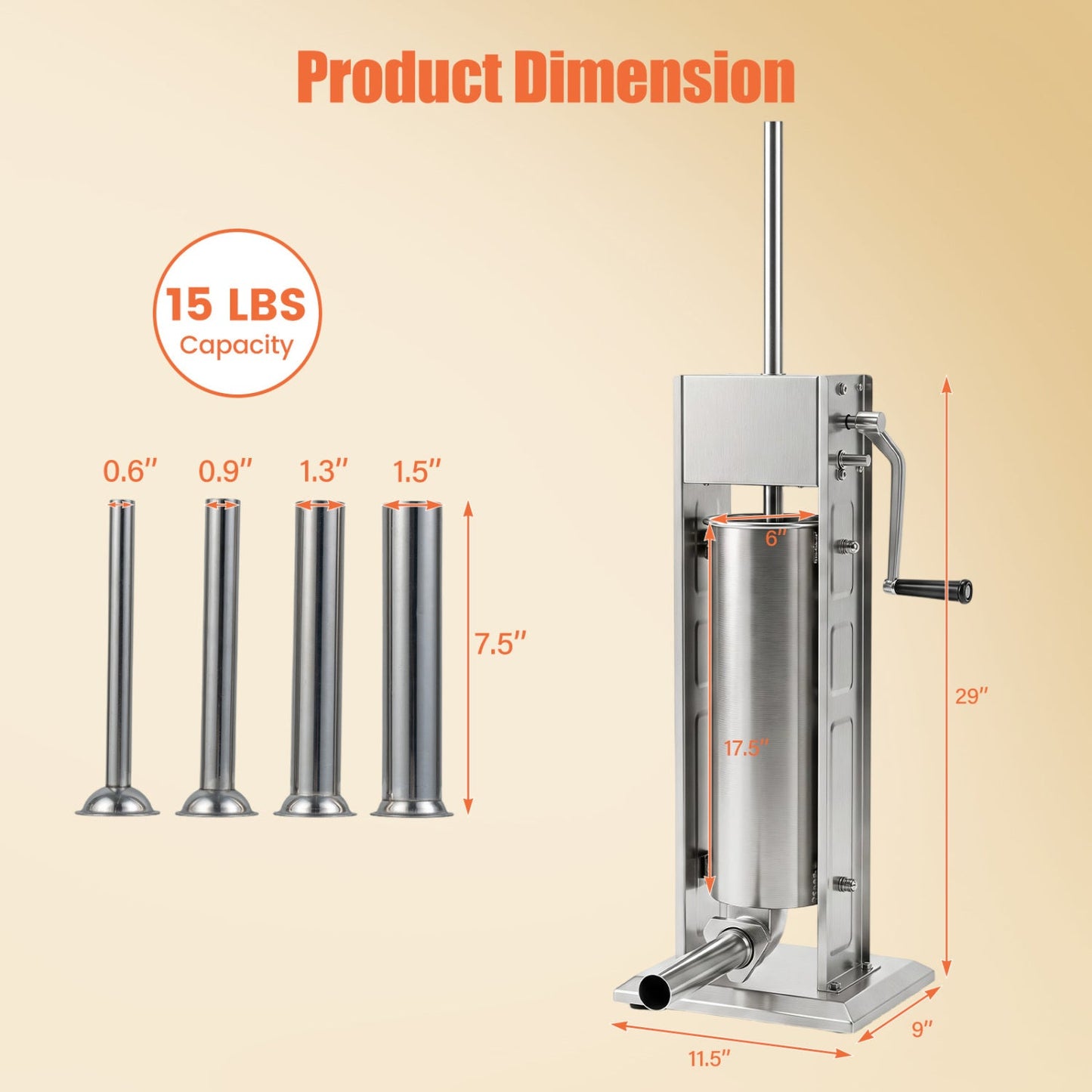 Manual Sausage Stuffer with 4 Tubes & 2 Speeds