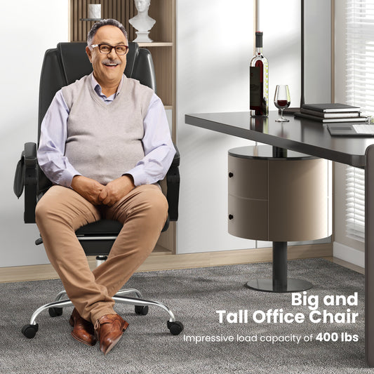 Executive Office Chair with Massage and Retractable Footrest