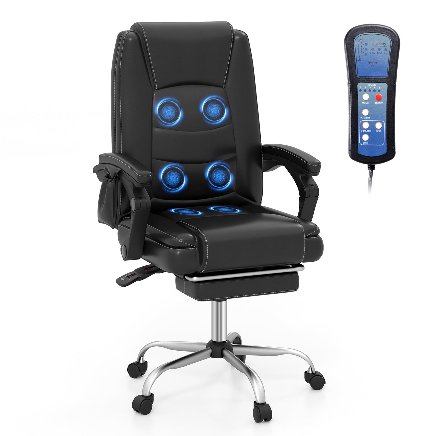 Executive Office Chair with Massage and Retractable Footrest