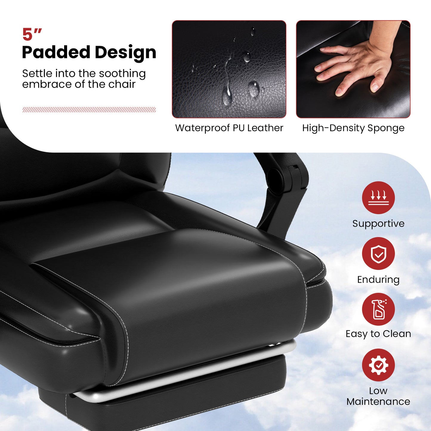 Executive Office Chair with Massage and Retractable Footrest