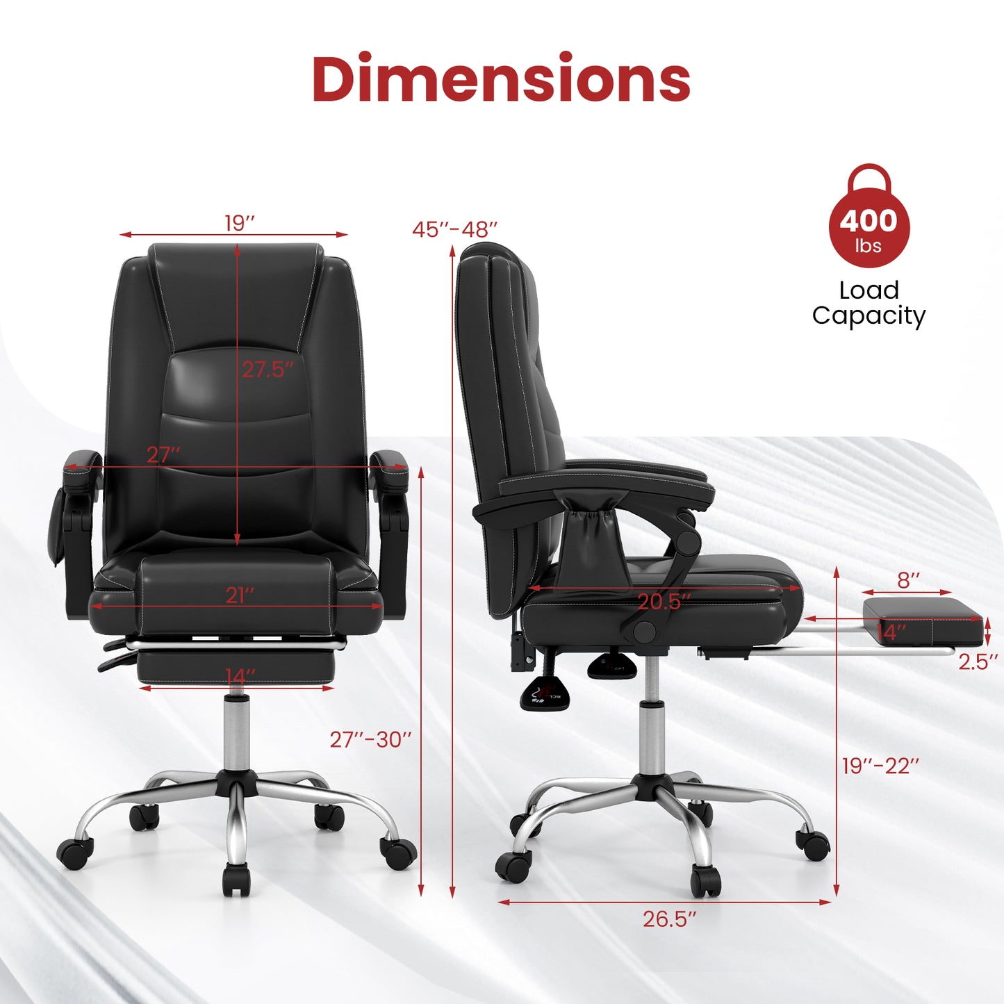 Executive Office Chair with Massage and Retractable Footrest