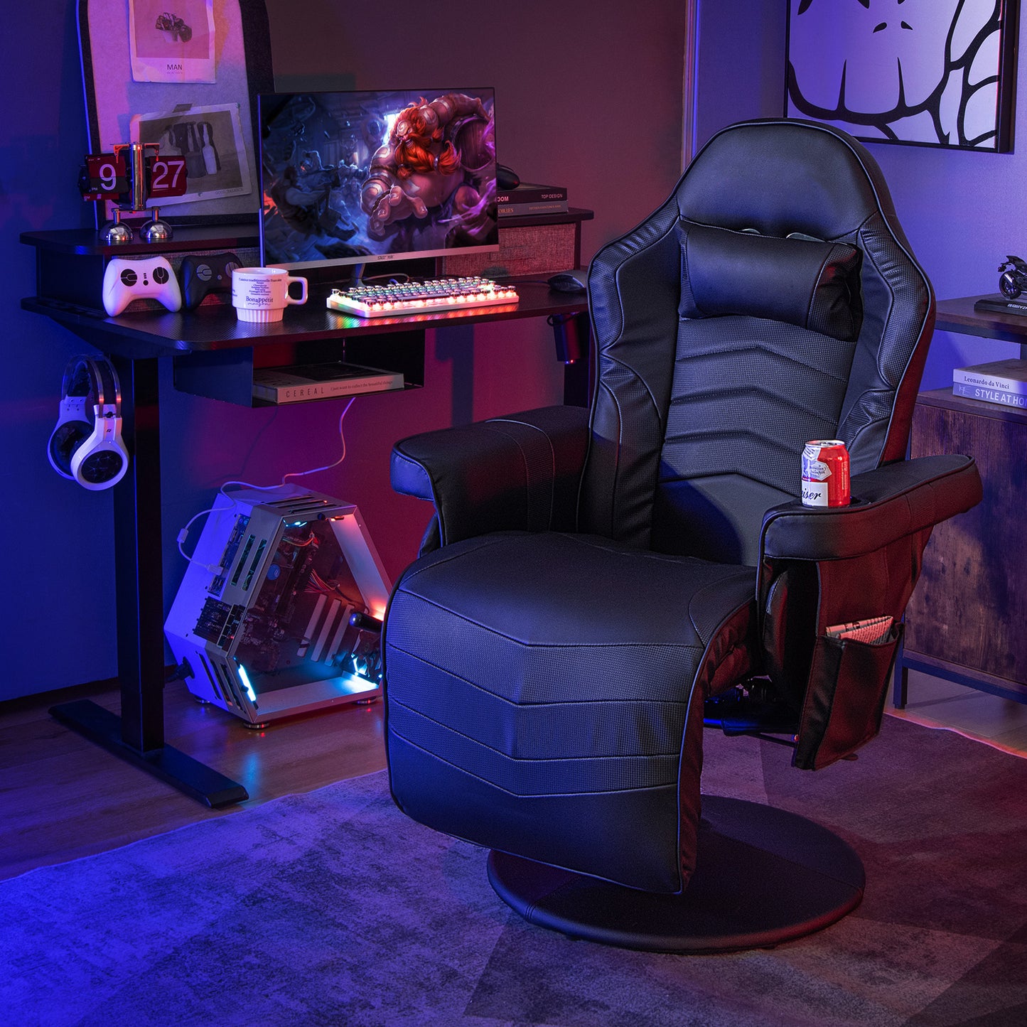 Gaming Recliner Chair with Massage and Adjustable Height