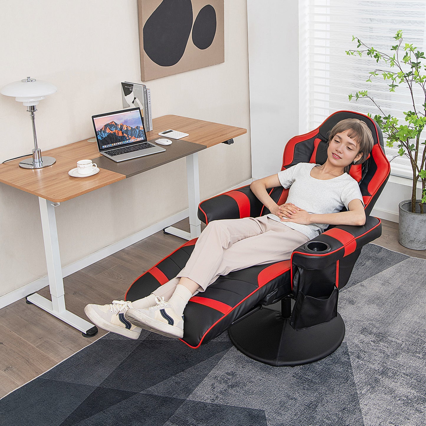 Gaming Recliner Chair with Massage and Adjustable Height