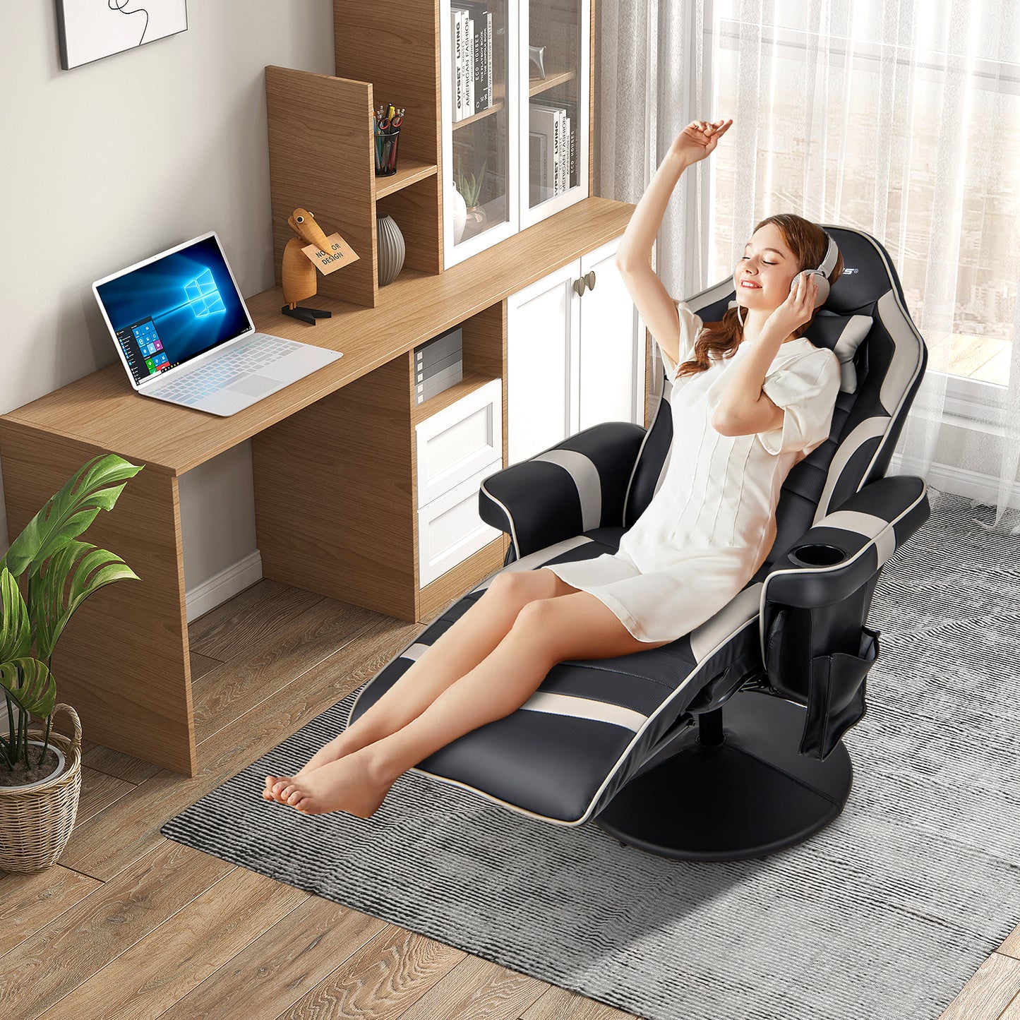Gaming Recliner Chair with Massage and Adjustable Height