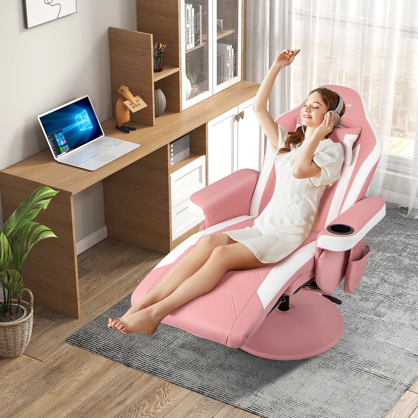 Gaming Recliner Chair with Massage and Adjustable Height