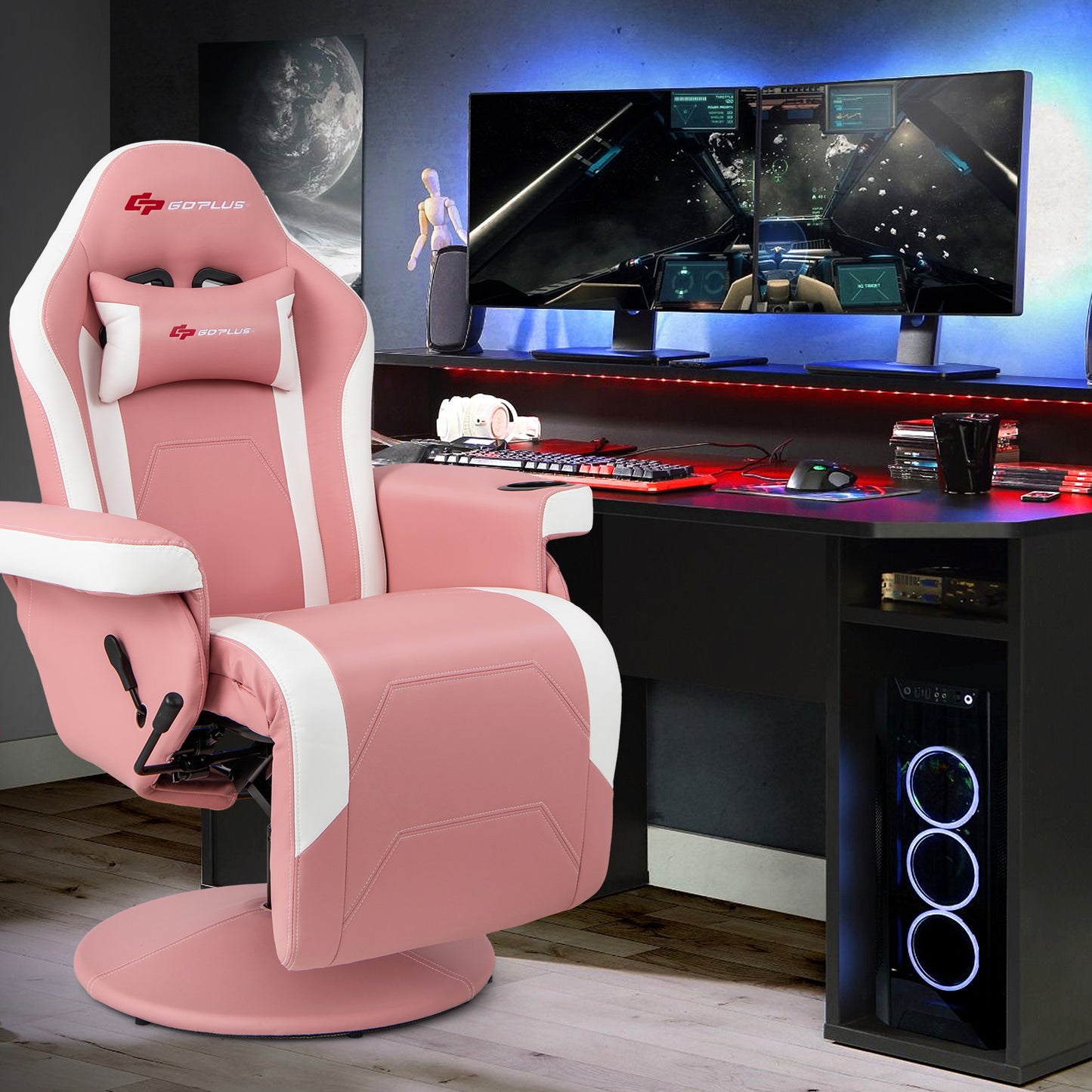 Gaming Recliner Chair with Massage and Adjustable Height